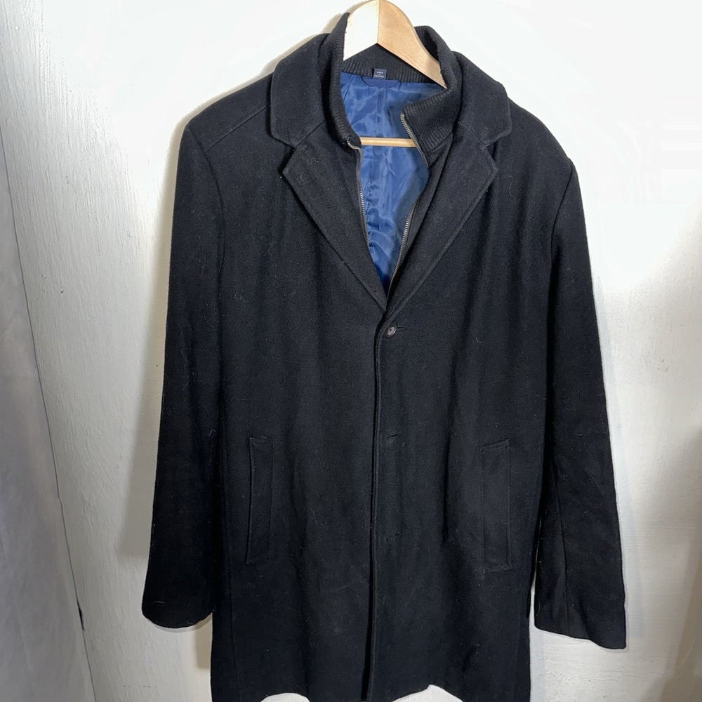 Tommy Hilfiger Men's Wool Blend Coat Winter Warm Black Inner Zipper Sz 42R